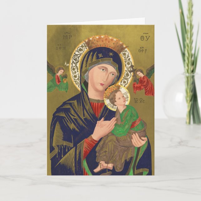 Jesus, Mary and Angels Vintage Christmas Holiday Card (Front)