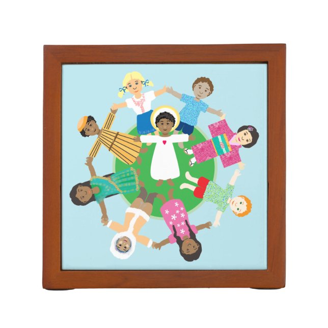 Jesus, Mary and children Desk Organizer (Back)