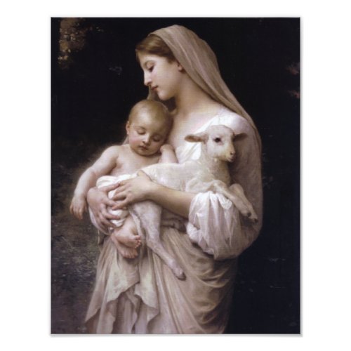 JESUS MARY AND THE LAMB PHOTO PRINT