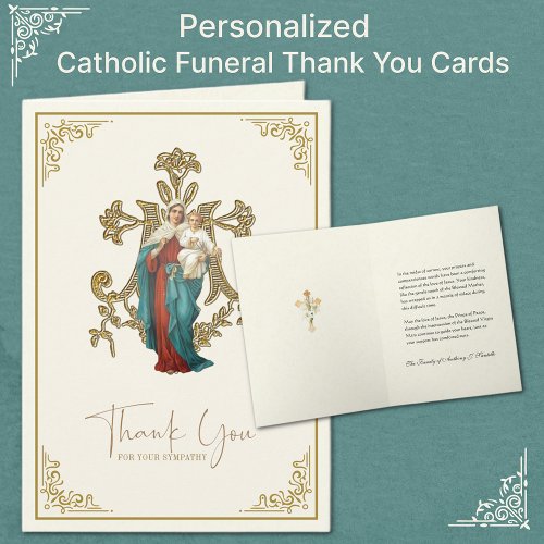 Jesus Mary Catholic Funeral Condolence Thank You Card