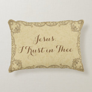 Jesus & Mary JESUS  I TRUST IN THEE Prayer Accent Pillow