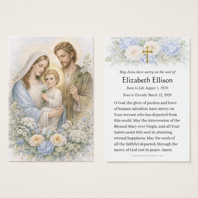 Jesus Mary Joseph Memorial Keepsake (Front & Back)