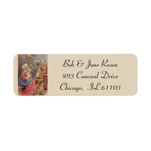 Jesus Mary Joseph Nativity Manger Flowers Label