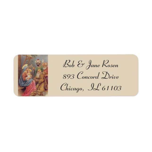 Jesus Mary Joseph Nativity Manger Flowers Label (Front)