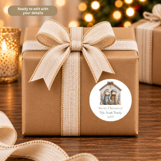 Jesus Mary & Joseph Nativity Scene Personalized Classic Round Sticker
