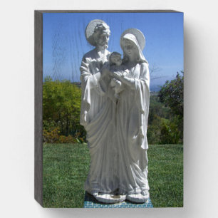 Jesus Mary & Joseph Statue Wooden Box Sign