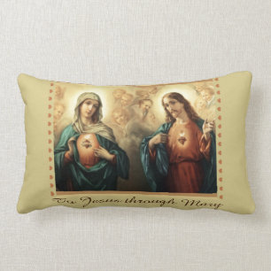 Jesus Mary & St. Joseph Catholic Prayer Lumbar Pillow