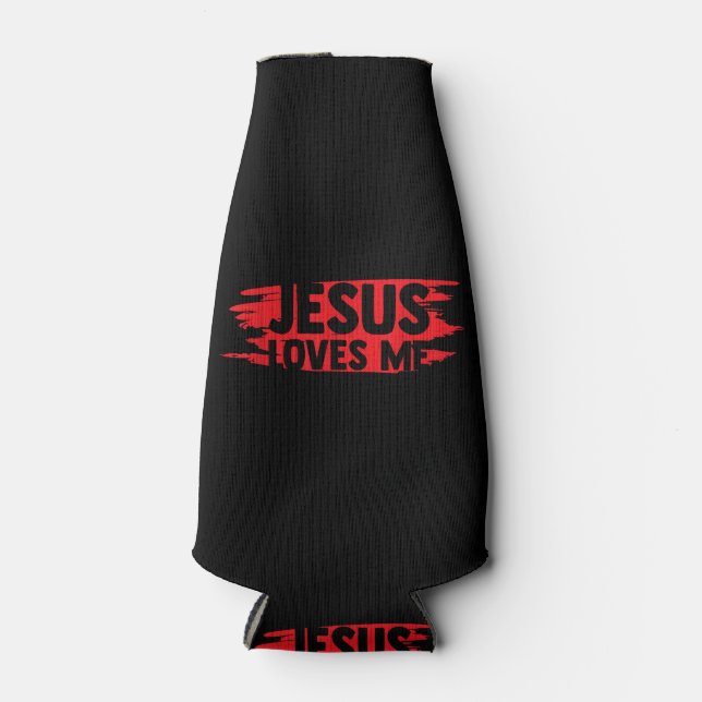 Jesus Men Women Kids Fun Christian Bible Faith Jes Bottle Cooler (Front)
