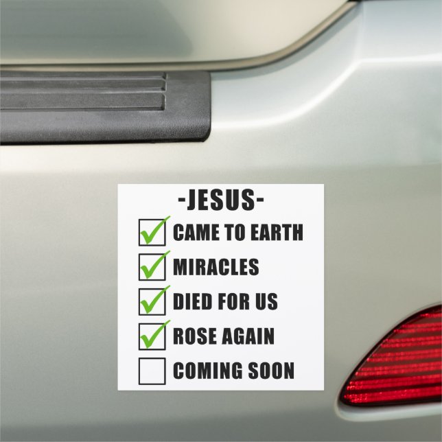 JESUS' Mission Checklist: Christian Faith Gospel  Car Magnet (In Situ)