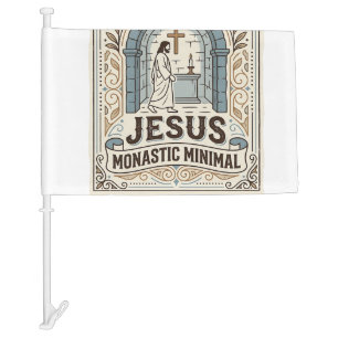 Jesus Monastic Minimal Jesus Monastic Minimal Chri Car Flag