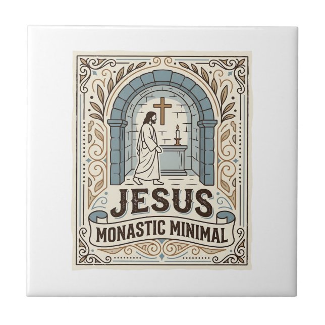 Jesus Monastic Minimal Jesus Monastic Minimal Chri Ceramic Tile (Front)