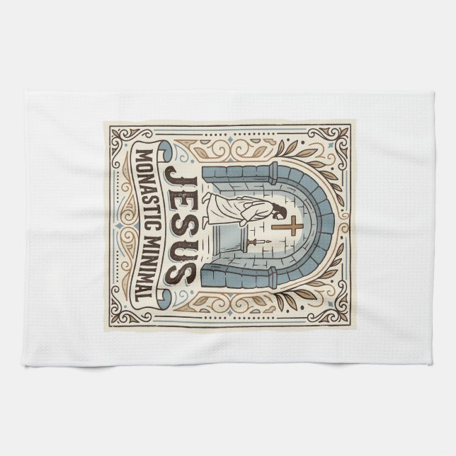 Jesus Monastic Minimal Jesus Monastic Minimal Chri Kitchen Towel (Horizontal)