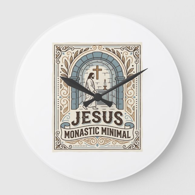 Jesus Monastic Minimal Jesus Monastic Minimal Chri Large Clock (Front)