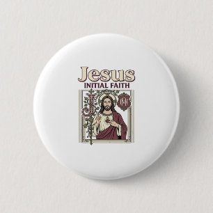 Jesus Monogram Initial Faith Jesus Monogram Initia Button