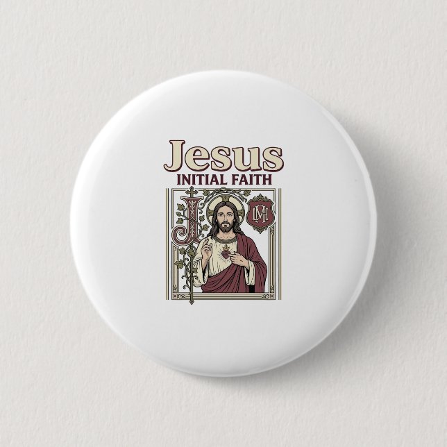 Jesus Monogram Initial Faith Jesus Monogram Initia Button (Front)