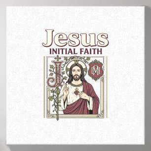 Jesus Monogram Initial Faith Jesus Monogram Initia Canvas Photo Tile