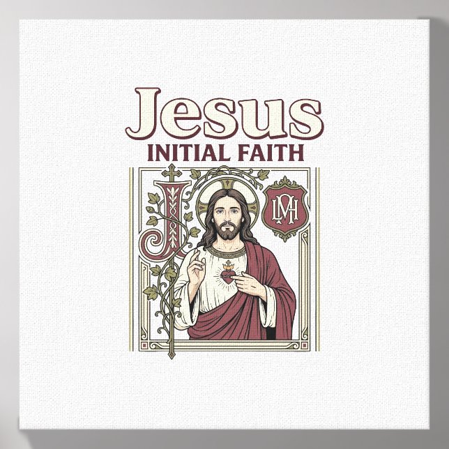 Jesus Monogram Initial Faith Jesus Monogram Initia Canvas Photo Tile (Front Set)