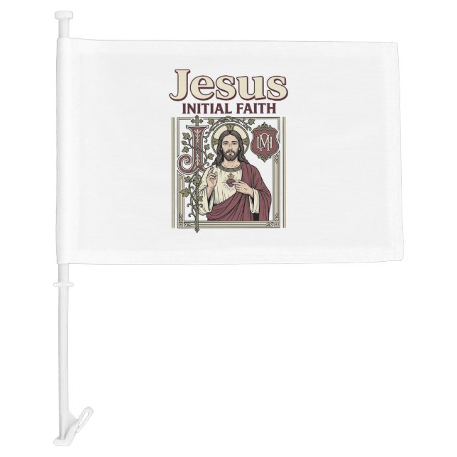 Jesus Monogram Initial Faith Jesus Monogram Initia Car Flag (Front)
