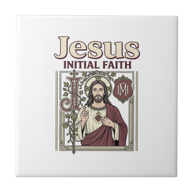 Jesus Monogram Initial Faith Jesus Monogram Initia Ceramic Tile (Front)