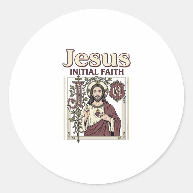 Jesus Monogram Initial Faith Jesus Monogram Initia Classic Round Sticker (Front)
