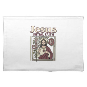 Jesus Monogram Initial Faith Jesus Monogram Initia Cloth Placemat