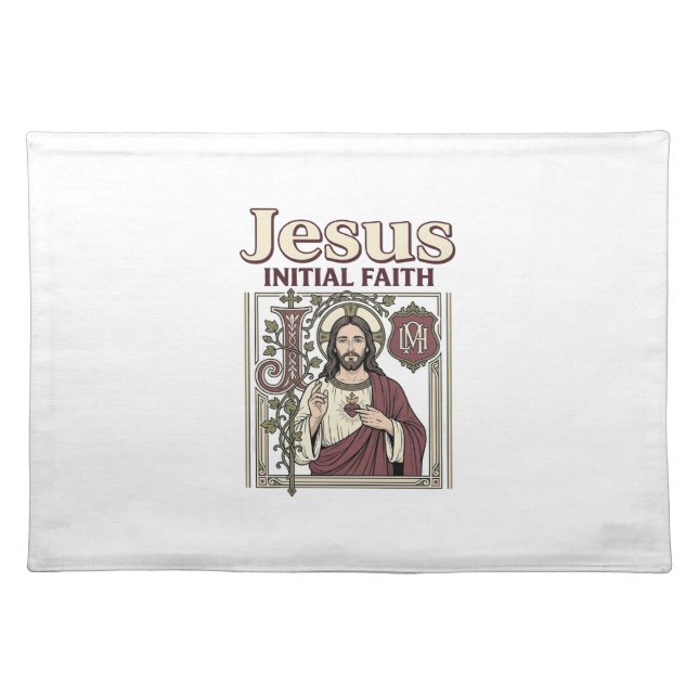 Jesus Monogram Initial Faith Jesus Monogram Initia Cloth Placemat (Front)