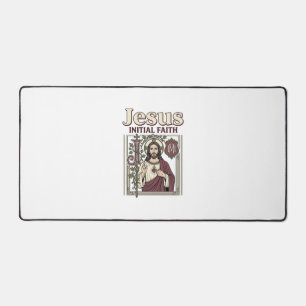 Jesus Monogram Initial Faith Jesus Monogram Initia Desk Mat