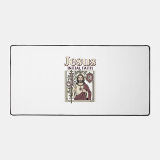 Jesus Monogram Initial Faith Jesus Monogram Initia Desk Mat