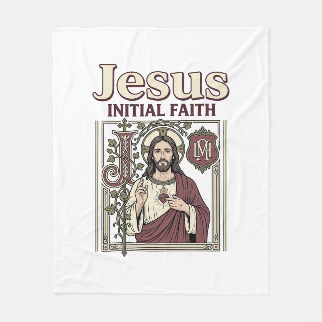 Jesus Monogram Initial Faith Jesus Monogram Initia Fleece Blanket (Front)