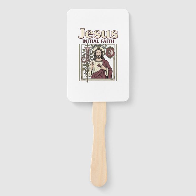 Jesus Monogram Initial Faith Jesus Monogram Initia Hand Fan (Front)