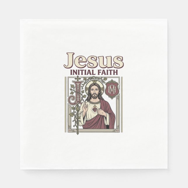 Jesus Monogram Initial Faith Jesus Monogram Initia Napkins (Front)