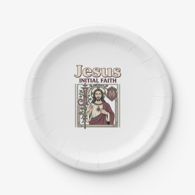 Jesus Monogram Initial Faith Jesus Monogram Initia Paper Plates (Front)