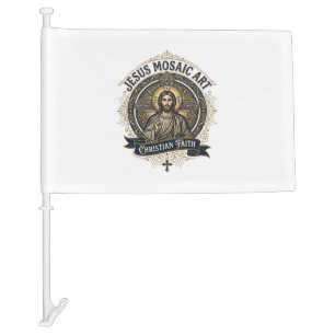 Jesus Mosaic Art Jesus Mosaic Art Christian Faith Car Flag