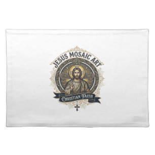 Jesus Mosaic Art Jesus Mosaic Art Christian Faith Cloth Placemat