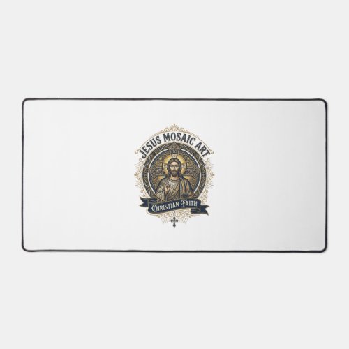 Jesus Mosaic Art Jesus Mosaic Art Christian Faith  Desk Mat