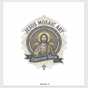 Jesus Mosaic Art Jesus Mosaic Art Christian Faith Sticker