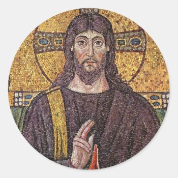 Jesus Mosaic Classic Round Sticker by allpicturesofjesus at Zazzle