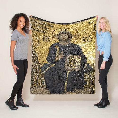 Jesus mosaic in hagia sophia Fleece Blanket
