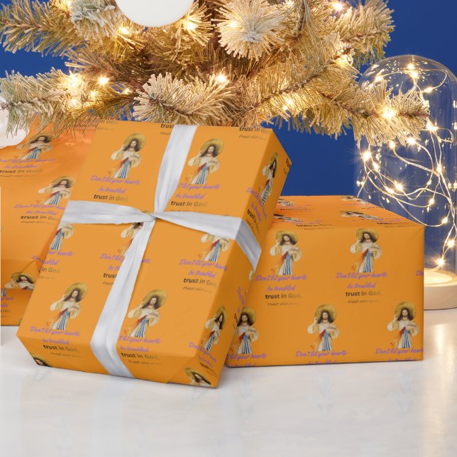 Jesus' Motto orange Wrapping Paper (Holidays)