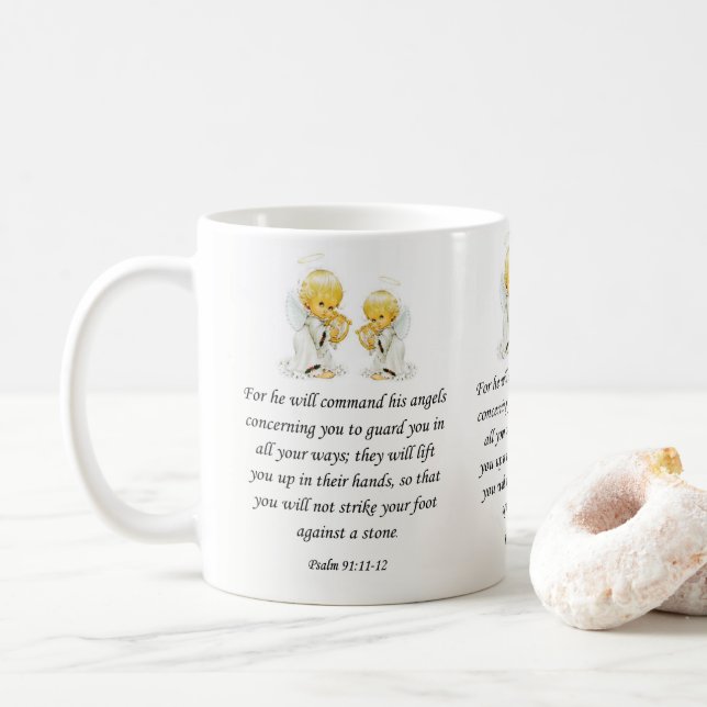 Jesus Mug Psalm 91:11-12 (With Donut)