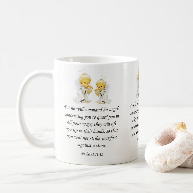 Jesus Mug Psalm 91:11-12 (With Donut)