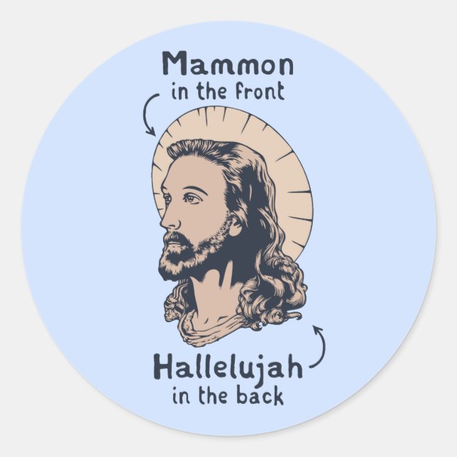 Jesus Mullet Classic Round Sticker (Front)