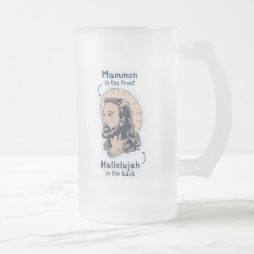 Jesus Mullet Frosted Glass Beer Mug