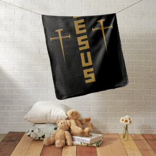 JESUS Nail Cross Christian Faith For Believers GLD Baby Blanket
