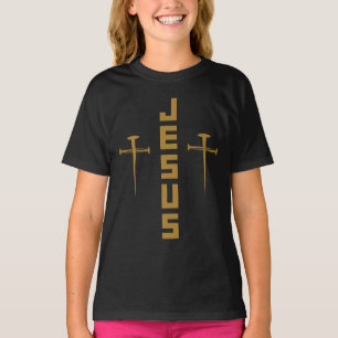 JESUS Nail Cross Christian Faith For Believers GLD T-Shirt