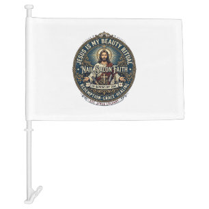 Jesus Nail Tech Nail Artist T-Shirt Inspirational Car Flag