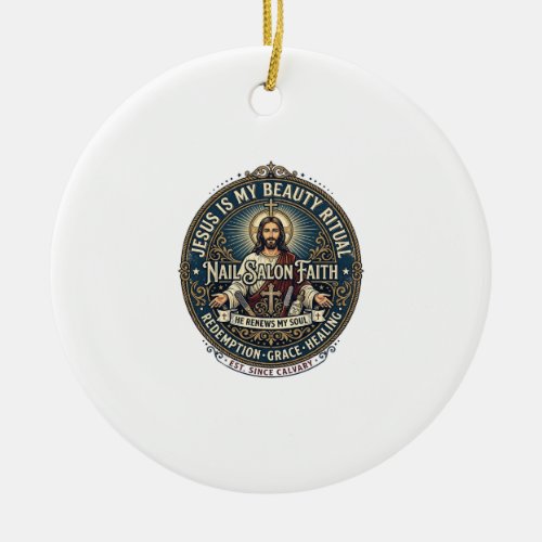 Jesus Nail Tech Nail Artist T-Shirt Inspirational  Ceramic Ornament