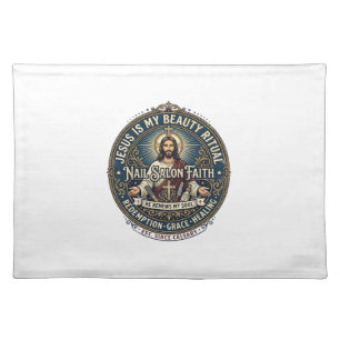Jesus Nail Tech Nail Artist T-Shirt Inspirational Cloth Placemat