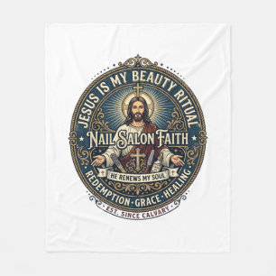 Jesus Nail Tech Nail Artist T-Shirt Inspirational  Fleece Blanket