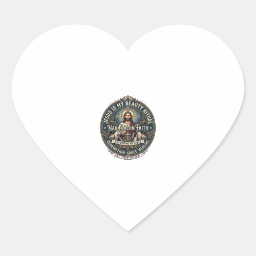 Jesus Nail Tech Nail Artist T-Shirt Inspirational Heart Sticker